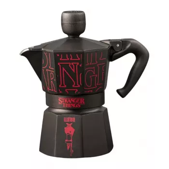 Bialetti Moka Express Sound Stranger Things espresso kuhalnik za štedilnik za 3 skodelice (150 ml) črn