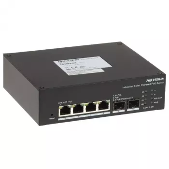 Hikvision DS-3T1506HP-EI-UPS LinkVu pametno upravljano industrijsko solarno stikalo PoE, 6-portno, 4x PoE++ 90W, 110W proračun, vgrajeno brezprekinitveno napajanje (UPS)