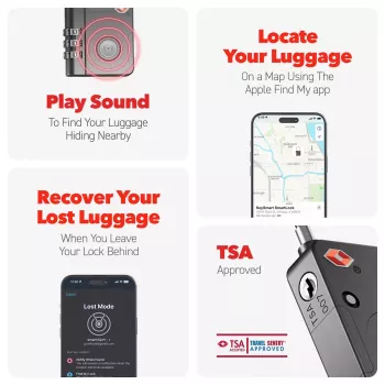 KEYSMART SmartLock ključavnica s funkcijo Find My, odobrena s strani TSA, črna