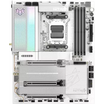 SAPPHIRE NITRO+ X870EA PHANTOMLINK P.E matična plošča, AMD X870E, podnožje AM5, DDR5, Wi-Fi 7, bela/črna
