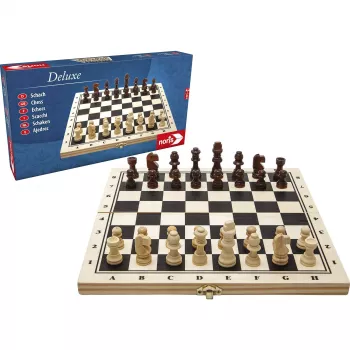 SIMBA-DICKIE luksuzni leseni šahovski set - zložljiva šahovska škatla z obteženimi figurami Staunton