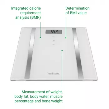 Medisana BS 483 tehtnica za analizo telesa, do 180 kg, 10 uporabnikov, 6 mm varnostno steklo
