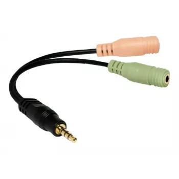Logilink avdio vtični adapter, 4-Pin, 3,5 mm stereo moški na 2x 3,5 mm ženski, 0,15 m