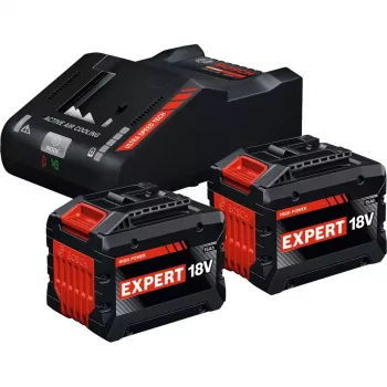 BOSCH EXPERT Starter Set 18 V, 2x EXBA 18V-150 + polnilnik EXAL18V-160 (črna, 2x Li-Ion akumulator 15Ah, AMPShare Alliance)