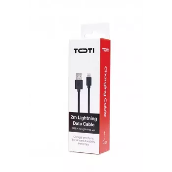SEEK TOTI USB-A na Lightning, 2m PVC podatkovni kabel 2A (non-MFI), črn