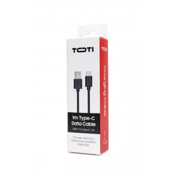SEEK TOTI USB-A na Type-C, 1m PVC podatkovni kabel 3A, črn