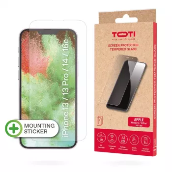 TOTI kaljeno steklo 2D zaščitno steklo za zaslon polno prekritje za iPhone 13/13 Pro/14/16e, prozorno