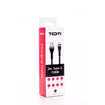 SEEK TOTI kabel USB-A na USB-C pleten 2m 3A črn