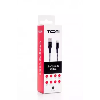 SEEK TOTI kabel USB-A na USB-C 2m pleten 2A, črn/Space Grey