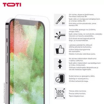 Kaljeno zaščitno steklo za zaslon TOTI 2D Full Cover za iPhone 17/16 Pro, prozorno