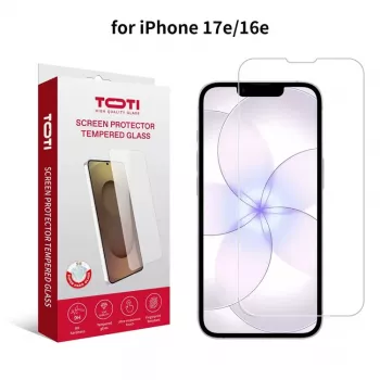 Kaljeno zaščitno steklo za zaslon TOTI 2D Full Cover za iPhone 16e/17e, prozorno