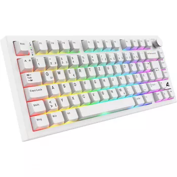 Sharkoon SGK55W SKILLER brezžična igralna tipkovnica, 75% razporeditev, PBT tipke, bela