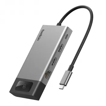 Belkin CONNECT 8-v-1 USB-C zvezdišče za 2 zaslona - vesoljsko siva