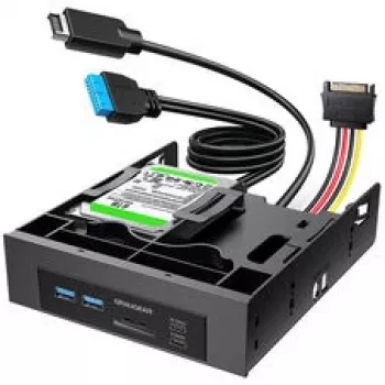 GRAUGEAR USB vmesnik + bralnik kartic s sprednjo ploščo in okvirjem za 2,5-palčni SSD, črn