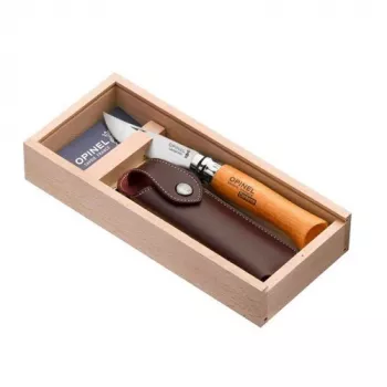 Opinel No. 08 Carbon zložljiv nož z ročajem iz bukovega lesa - rezilo 8,5 cm