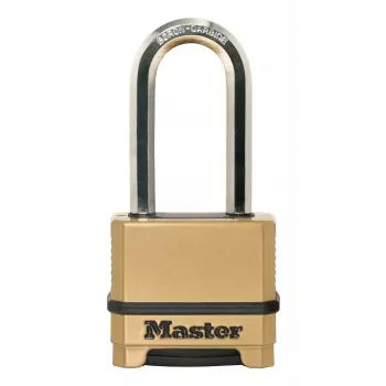 Master Lock 175EURDLH obešanka s ponastavljivo 4-mestno kombinacijo, masivno cinkasto ohišje, kaljen jeklen dolg lok, širina ohišja 50mm, premer loka 8mm, navpična odprtina 63mm, vodoravna odprtina 24mm, za notranjo/zunanjo uporabo