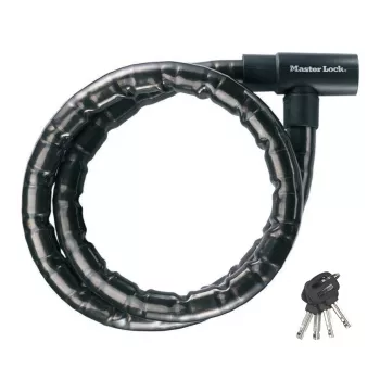 Master Lock kabelska ključavnica z oklepom na ključ 22mm 8115EURDPS črna 1,2m