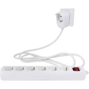 REV Powersplit 6+1 podaljšek z vtičnicami s stikalom, 2m kabel, bel