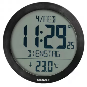 KIENZLE DCF radijska stenska ura s prikazom sobne temperature, črna