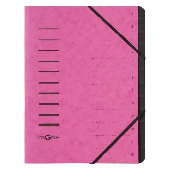 Pagna 40059-34 mapa z 12 predali, A4, temno roza
