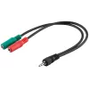 Goobay 3,5mm kabel z adapterjem za slušalke, 4-polni vtič TRRS na 3-polno vtičnico TRS, 15 cm, črn