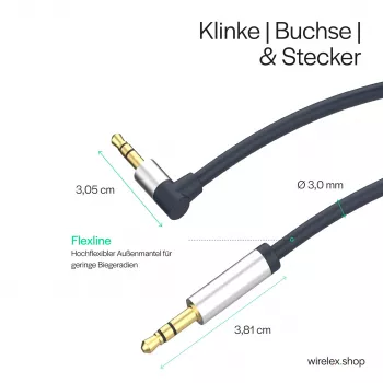 ShiverPeaks avdio kabel 3,5mm jack, kotni/ravni 0,7m - črn