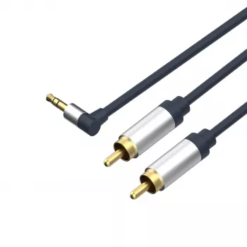 ShiverPeaks Flexline 3,5mm jack vtič na 2x RCA avdio kabel, kotni vtič, 0,75m, črn