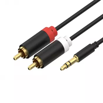 ShiverPeaks avdio 3,5mm jack na 2x RCA stereo avdio kabel 1,5m pozlačen črn