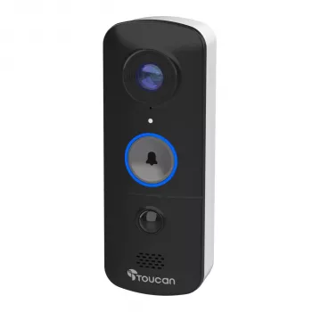 Toucan brezžični video zvonec s zvoncem V3 - 1080p Full HD, 180° širokokotni, nočni vid, dvosmerna komunikacija, PIR zaznavanje gibanja, IP56, črn