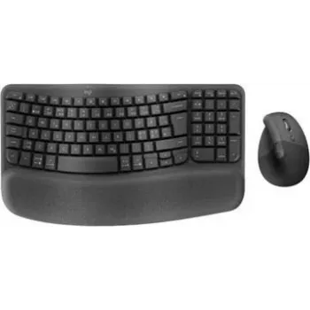 Logitech Wave Keys in Lift komplet - brezžični ergonomski komplet tipkovnice in miške - Bluetooth LE, 2,4 GHz - QWERTY - nordijska postavitev - grafit