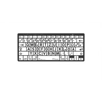 Logickeyboard Mac Bluetooth Braille tipkovnica z velikimi tiskanimi črkami črno na belem – 78 tipk