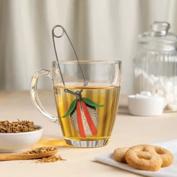 OTOTO Tea Trap jajce za čaj - zeleno/rdeče - nerjavno jeklo & plastika - 160 mm