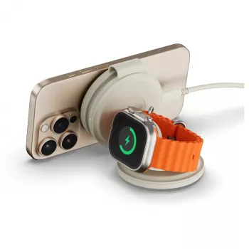 Satechi OntheGo 3-v-1 brezžični polnilnik s Qi2, Sand, 15W, ST-QTG31W