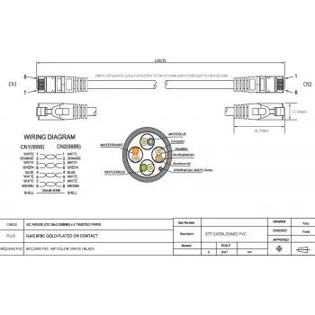 Vision CAT6a STP mrežni patch kabel 1m črn – RJ45 vtič s snemalno zaščito