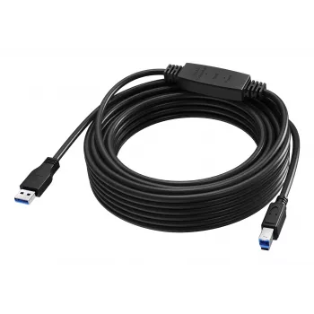 VISION 10 m aktivni podaljševalni kabel USB 3.0 – nikljeni priključki – 5 Gbit/s – USB A na USB B – črn