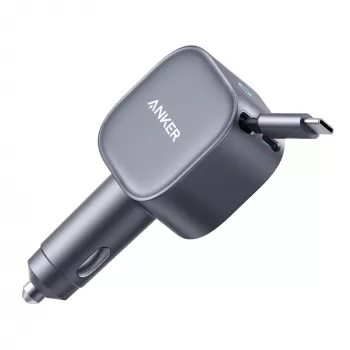 Anker Nano avtomobilski polnilnik (75 W, vrata USB-C, vgrajen kabel USB-C na navijanje)