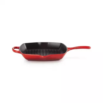 Le Creuset litoželezna kvadratna žar plošča 26 cm češnjevo rdeča