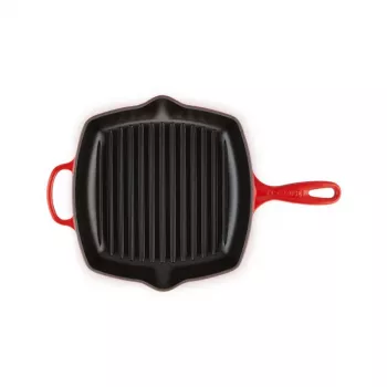 Le Creuset litoželezna kvadratna žar plošča 26 cm češnjevo rdeča