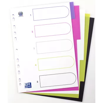 Oxford myColour ločilni listi A4 cel format prazni 5-delni barve sortirane
