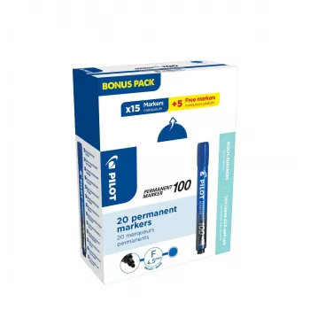 Pilot Pen SCA-100-L-P20 trajni marker moder 1,0 mm paket 20 kosov (15 + 5 brezplačno)