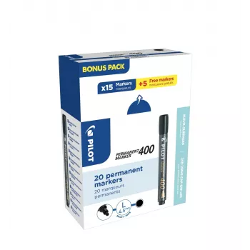 PILOT PEN 400 trajni marker črn 1,0 - 4,0 mm, 15+5 brezplačno (20 markerjev)