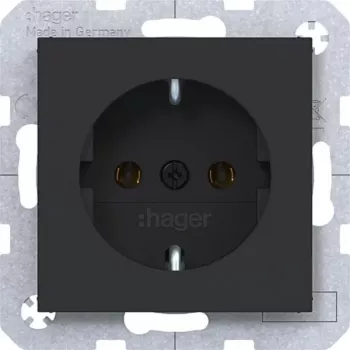 Hager WAS1100BM vtičnica SCHUKO vtične sponke night black mat