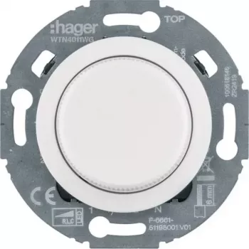 Hager WTN4011WG univerzalni vrtljivi zatemnilnik s srednjim delom, sistem 1930/steklo, bel, podometni, R L C LED