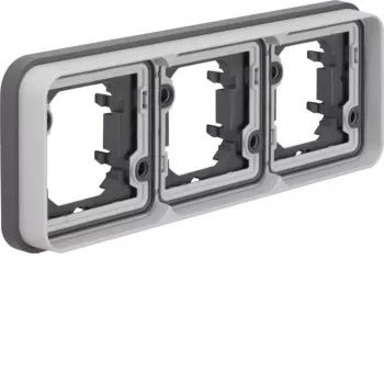 Hager W.1 WNA403 3-delni podometni okvir vodoravni IP55 siv
