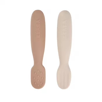 Beaba set 2 silikonskih prvih žličk in grizal Praline/Clay