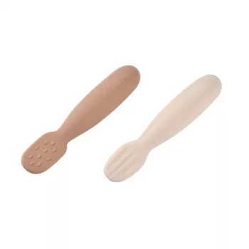 Beaba set 2 silikonskih prvih žličk in grizal Praline/Clay