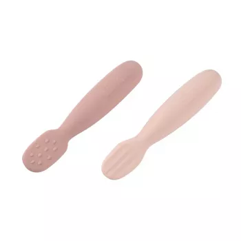 Beaba set 2 silikonskih prvih žličk in grizal Cotton Candy/Sorbet