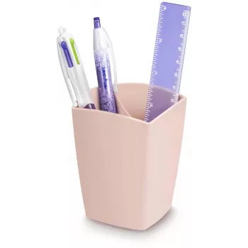CEP Office Solution Mineral stojalo za pisala z 2 predelkoma Powder Pink pravokotno polistiren 74 x 74 x 95 mm