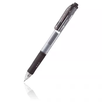 Pentel Hybrid Gel Grip gel pero na potiskanje – črno črnilo – 0,7 mm – srednje – prozorno ohišje – kovinska konica