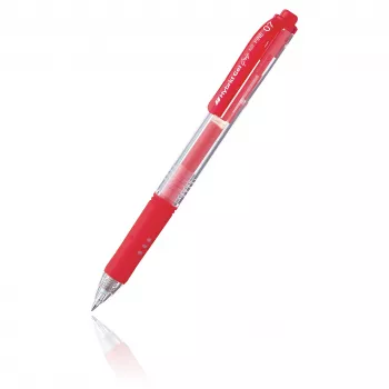Pentel Hybrid Gel Grip gel kemični svinčnik s potisnim mehanizmom – rdeče črnilo – 0,7 mm srednja konica – prozorno ohišje – kovinska sponka